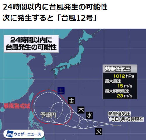 台風12号2021たまごウェザーニュース最新情報