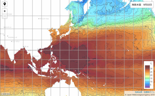 台風15号2021気象庁海面水温