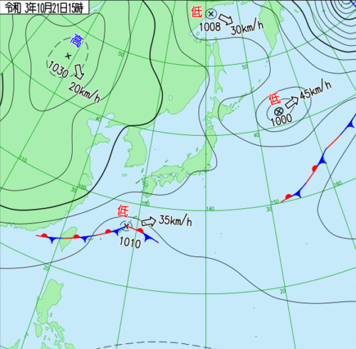 台風20号2021たまご気象庁天気図