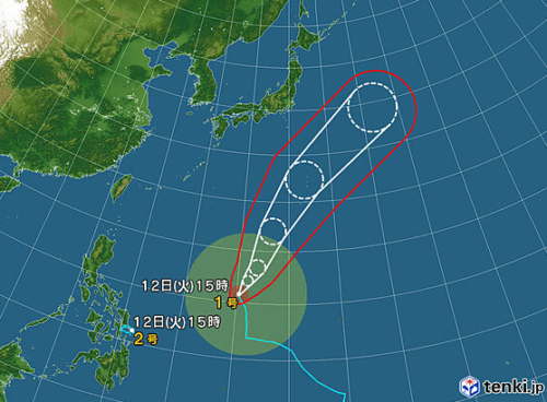 台風1号2022日本気象協会の最新進路予想図